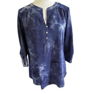 Como Vintage Tie-dye Pattern Blue Women's Top
